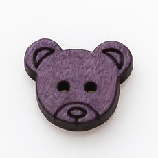 HR大鈕扣 木製鈕扣 小熊 15mm, 紫色, 8個
