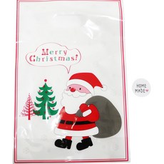 황씨네도시락 크리스마스 해피산타 비닐백 30p + 홈메이드 하트 스티커 소 30p, 1세트