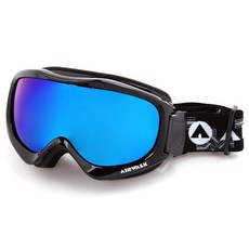 AIRWALK 鏡面滑雪鏡 AW-2400S, 亮黑+鏡面（藍）