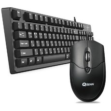 QSENN USB 有線鍵盤和滑鼠套裝, 鍵盤 (GP-KM4500U)、鼠標 (M4500), 混色