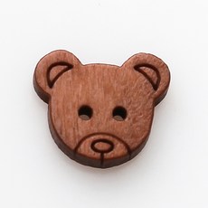 木製鈕扣 小熊 15mm, 棕色, 8個