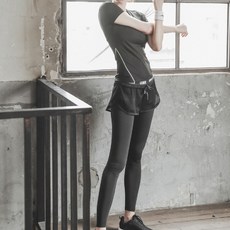 나야스타일 여성용 요가복 반팔티 + 브라탑 + 반바지레깅스 세트 135