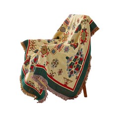 Justin&Chloe多功能沙發罩兼毛毯 波西米亞 黃色&綠色