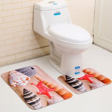 DM I Love Home 浴室墊套組 地墊 75 x 45 cm + 地墊 37.5 x 45 cm, 海螺, 1套