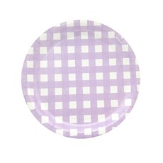 파티피아 체크무늬 일회용접시 라일락 18cm, 6개입, 3개