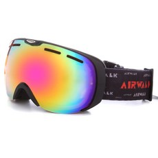AIRWALK 滑雪護目鏡 AW-621 女士/青少年, FRAME（亮黑色）、LENS（多鏡面）