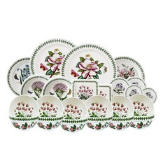 Portmerion Botanic Garden 6 人家庭套裝 24p, 隨機發貨, 飯碗6入+湯碗6入+中圓盤2入+大圓盤2入+方盤2入+沙拉碗5寸 2入+沙拉碗7寸 2入+義大利麵碗2p