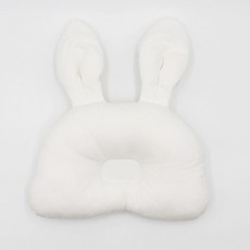 ggoom duboo 兔子立體耳朵印花枕頭, 白色 素色款