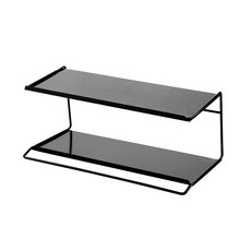 MONACO OLIVE 無打孔鐵製雙層置物架, 黑色的, 1個