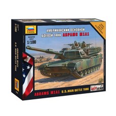 즈베즈다 1:100 Abrams M1A1 U.S. Main Battle Tank 프라모델, 1개