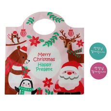 황씨네도시락 크리스마스 파티 쿠키 비닐백 100p + 캘리 선생님 원형 감사합니다 스티커 핑크 50p + 민트 50p, 1세트