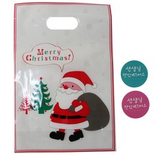 황씨네도시락 크리스마스 해피산타 쿠키 비닐백 100p + 캘리 선생님 원형 맛있게 드세요 스티커 핑크 50p + 민트 50p, 1세트