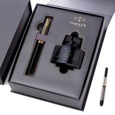 PARKER 鋼筆 Sonnet N 瓶墨水禮品套組 高級, EF, 黑色和銀色鑿子 GT