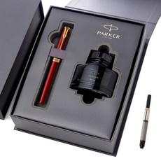 PARKER Sonnet鋼筆+補充墨水禮盒組, EF, 濃烈紅GT
