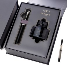파카 만년필 소네트N 병잉크 기프트세트, F, 매트 블랙 CT