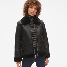 갭 여성용 인조 모피 트림 모토 자켓