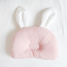 ggoom duboo 立體兔子耳朵防扁頭枕, 粉色 素色款