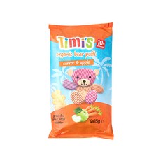 티미 유기농 베어 퍼프 옥수수스낵 당근 앤 사과, 15g, 4개입