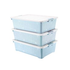 라이프토템 뉴 파스텔 패턴 언더베드 정리함 대, 블루, 3개입