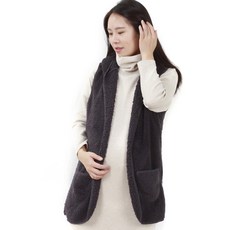 캐리루시 인조양털 후드 조끼 임부복 + 브로치핀