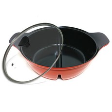 Kitchen-Art 雙格陶瓷不沾鴛鴦鍋, 28cm, 混色