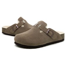 GODSHOE 素色扣帶內刷毛室內拖鞋, 淺褐色的, 230