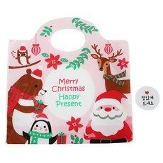 황씨네도시락 크리스마스 파티 쿠키 비닐백 100p + 화이트원형 맛있게 드세요 스티커 100p, 1세트