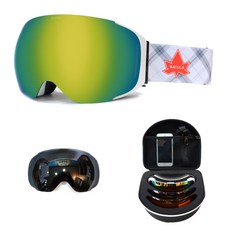 B.U.T.C.A 滑雪護目鏡65g+收納包+日間用鏡片+硬殼收納包 隨機出貨, 鏡片(Green Ionized)/框架(白色)