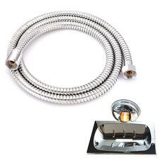 I Friends不鏽鋼蓮蓬頭軟管 2m+一觸式高壓吸附式肥皂架 方形, 1套