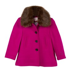 까띠미니 여아용 퍼 칼라 울코트