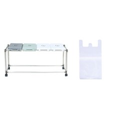 分類回收箱支架+回收袋 100入+回收箱貼紙組, 銀+灰+開心果+白, 1套