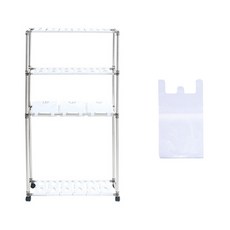 Living Happy分類白色旋轉分類回收箱 3格 3層+垃圾袋 100入+分類回收箱專用貼紙, 銀色+白色, 1套