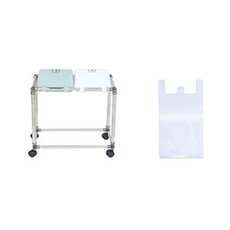 Living Happy Cling迷你旋轉分類回收箱 2格+垃圾袋 100入+分類回收箱專用貼紙, 銀色+開心果+白色, 1套