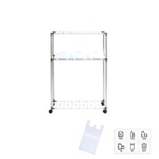 Living Happy分類白色旋轉分類回收箱 2層 3格+垃圾袋 100入+分類回收箱專用貼紙 6入, 框架（銀色）+進氣口（白色）, 1套