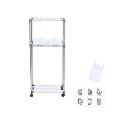 Living Happy分類白色旋轉分類回收箱 2層 2個+垃圾袋 100個+分類回收箱專用貼紙 6個, 框架（銀色）+進氣口（白色）, 1套