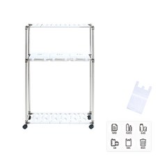 Living Happy分類白色垃圾箱 2格 3個+垃圾袋 100個+分類垃圾箱專用貼紙 6個, 框架（銀色）+進氣口（白色）, 1套