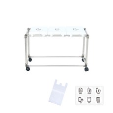 分類垃圾桶 3格+垃圾袋 100入+專用垃圾分類貼紙 6入, 框架（銀色）+進氣口（白色）, 1套