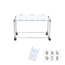 分類垃圾桶 3格+垃圾袋 100入+專用垃圾分類貼紙 6入, 1套, 框架（銀色）+進氣口（白色）