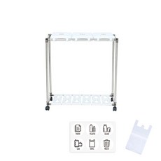 Living Happy分類白色垃圾袋架 3格+垃圾袋 100個+分類垃圾箱專用貼紙 6個, 框架（銀色）+進氣口（白色）, 1套