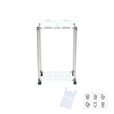 Living Happy分類白色旋轉分類回收箱 2個+垃圾袋 100個+分類回收箱專用貼紙 6個, 框架（銀色）+進氣口（白色）, 1套