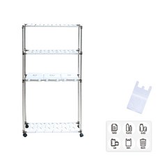 Living Happy分類白色垃圾箱 3層 3個+垃圾袋 100個+分類垃圾箱專用貼紙 6個, 框架（銀色）+進氣口（白色）, 1套