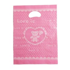 팩스타 펀칭 비닐봉투 PE35 35 x 45 cm, 핑크곰, 50개