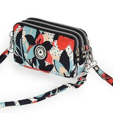 BUBBLYDAY 女款3層拉鍊尼龍多功能斜背包 SB007, 花