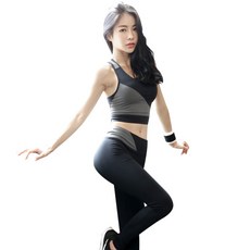 블루밍제이 여성용 투톤슬림 요가 상하의 세트