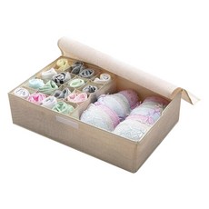 市場人氣17格內衣收納盒米色, 米色, 1個
