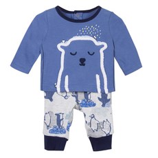 까띠미니 남아용 폴라 패턴 티셔츠 + 프린트 튜블러 니트 바지