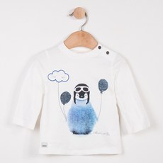 까띠미니 아동용 펭귄 패턴 화이트 티셔츠