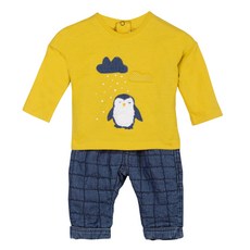 까띠미니 아동용 폴라 패턴 티셔츠 + 샴브레이 니트 바지