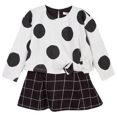 까띠미니 여아용 큰 도트무늬 밀라노 저지탑 체크무늬 자수 트윌 스커트 원피스