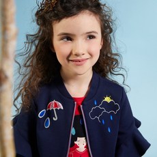 카티미니 여아용 네이비 양면 저지 집업 가디건